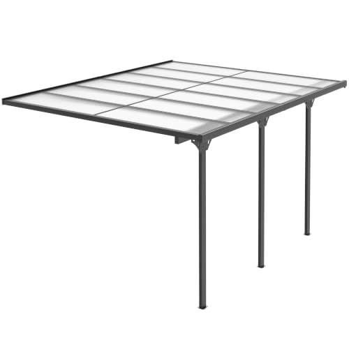 Outsunny 12' x 10' Outdoor Polycarbonate Pergola Hardtop Aluminum Gray