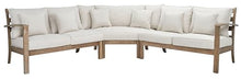 SAFAVIEH Couture Outdoor Patio Furniture Collection - Rosabecca Natural & Beige Solid Wood Sectional Sofa, Modern Outdoor Corner Couch (DUP1000B)
