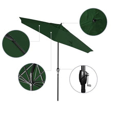 California Umbrella 7.5' Rd Aluminum Patio Umbrella, Crank Lift, Auto Tilt, Black Finish, Sunbrella Forest Green
