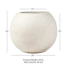 TITAN GREAT OUTDOORS Ash & Ember 24" Round Sphere Satin Ivory Planter, 46 Gallon Lightweight Fiberstone Composite with Weather-Resistant Finish, Modern Planter Pot for Indoor and Outdoor Plants