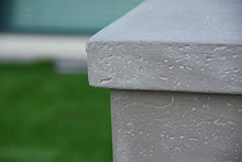 AMS Fireplace | Elementi Tall Light Grey Square Travertine Propane Tank Cover | Concrete GFRC Base | Dimensions: 17.7 x 17.7 x 24.4 inches | Complement HAMPTON, and Others Fire Pit Tables Perfectly
