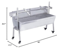 HayWHNKN Rotisserie Grill Roaster 66lbs Stainless Steel BBQ Rotisserie Grill Kit Pig Lamb Goat Chicken Charcoal Spit Roaster Rotisserie Grill for Garden Patio Outdoor Cooking Party (46 inches)