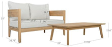 SAFAVIEH Outdoor - Theo Bench + Table Set - Oak Solid Wood & Ivory Cushion - Weather Resistant - Ideal for Patio, Deck, Backyard (PAT7088B)