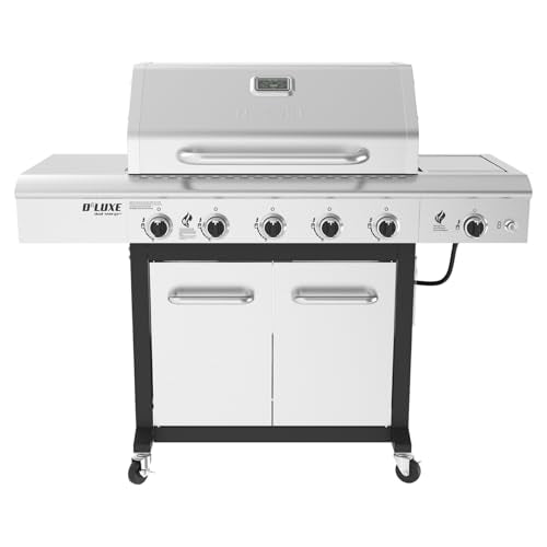 Nexgrill Deluxe 5-Burner Gas Grill, Ceramic Side Burner with Side Table