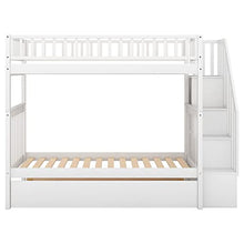 YOPTO Twin-Over-Twin Bunk Bed with Trundle and Storage Shelves White
