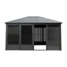 ANTSKU 11.2x14.6 FT Hardtop Gazebo with Galvanized Steel Roof Gray