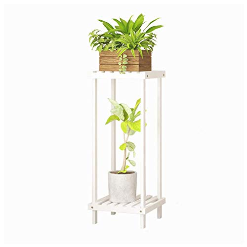 RWGOVLU Plant Stand Flower Stand With 2 tier Wooden Free Standing Plant Stand Indoor And Outdoor Flower Display Rack,2 Colors,4 Sizes, 70cm, White
