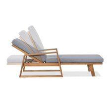 Christopher Knight Home Barde Patio Chaise Lounge Chair Outdoor with Water Repellent Cushion, Acacia Wood Poolside Sun Lounger with Armrests, 4-Position Adjustable Backrest Pool Lounger, Grey + Teak