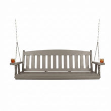 Amish Casual Heavy Duty Mission Treated Porch Swing, 6-Foot, Semi-Solid Grey Stain, 8Ft Chains, with Cups