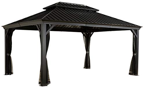 Sojag Messina Hard Top Sun Shelter, 12' by 16', Charcoal