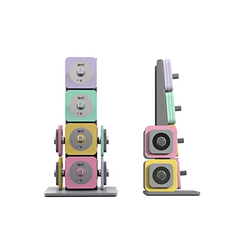 DHT DYNAMIC HEALTH TECH Adjustable Dumbbells Set with Rack, All-Purpose Fitness, Anti-Rolling, 4-22.8 lbs Macaron - 1 set