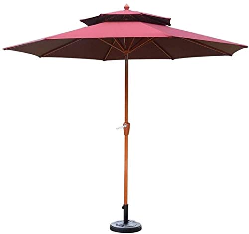 Outdoor Garden Parasols Parasols 9' Round Double Top Outdoor Patio Sun Umbrella Perfect for Outdoor Yard Beach Commercial Event Market Camping Pool Side (Color : Wine Red) (Wine Red)