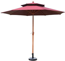 Outdoor Garden Parasols Parasols 9' Round Double Top Outdoor Patio Sun Umbrella Perfect for Outdoor Yard Beach Commercial Event Market Camping Pool Side (Color : Wine Red) (Wine Red)