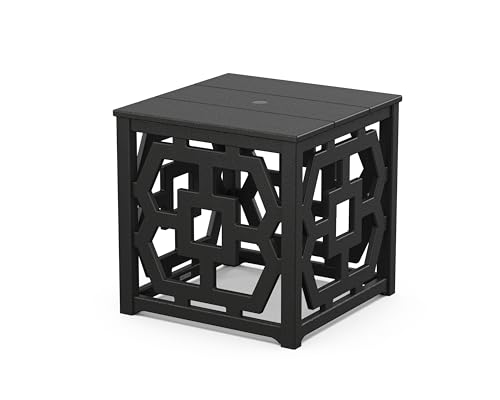 Martha Stewart by POLYWOOD® Chinoiserie Umbrella Stand Accent Table in Black