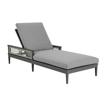 Benzara 83 Inch Outdoor Adjustable Chaise Lounger Aluminum Gray Woven Rope Grey