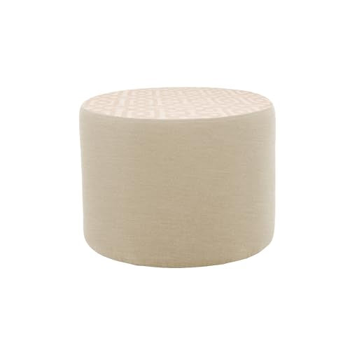 FDP 24" Round Oversized Outdoor Ottoman Featuring Sunbrella Two-Tone - Weather-Resistant, Fade-Resistant, Fully Assembled Patio Furniture for Backyard or Poolside Seating, 18" H - Flax/Sand