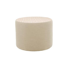 FDP 24" Round Oversized Outdoor Ottoman Featuring Sunbrella Two-Tone - Weather-Resistant, Fade-Resistant, Fully Assembled Patio Furniture for Backyard or Poolside Seating, 18" H - Flax/Sand