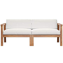 Modway Bayport Patio Teak Wood 2-Seater Loveseat Set Natural White
