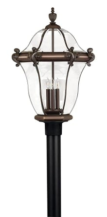 Hinkley San Clemente Collection Traditional Three Light Outdoor Post Top/Pier Mount Copper Bronze