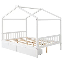 Merax Full Size Platform Bed Frame with Drawers White