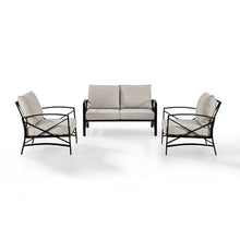 Crosley Furniture KO60011BZ-OL Kaplan Outdoor Metal 3-Piece Seating Set (Loveseat, 2 Arm Chairs), Oiled Bronze with Oatmeal Cushions