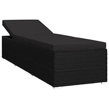 WANGKENSU 3 Piece Patio Sun Loungers with Tea Table,Outdoor Lounge Chaise, Lounger for Pool, Beach Sun Tanning Chair,Outdoor Bed,Deck Chair, Poly Rattan Brown (Black+blackmaterial 76.8" x 23.6"