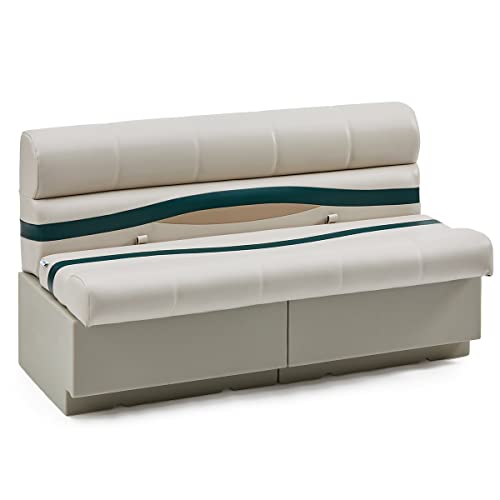DeckMate 55'' Premium Pontoon Boat Seat Bench Ivory Green Tan