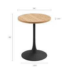 Jamesdar, Elise, Round Heavy Duty Commercial Bistro Table for Indoor Outdoor Restaurant & Café Dining, Solid Oak Top, Steel Base, 300 lb Capacity, 24" D x 30" H, Black