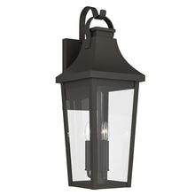 Kichler 30 Inch Cleary 3 Light Outdoor Modern Traditional Wall Light, with Clear Glass in Olde Bronze, Waterproof Aluminum, (30" H x 10.5" W), 59196OZ