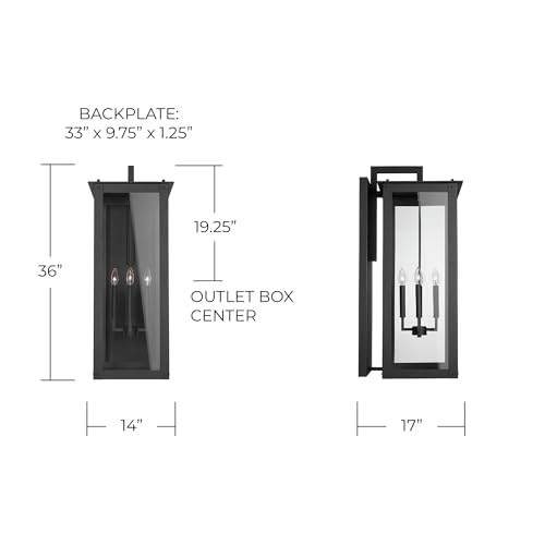 Capital Lighting Fixture Company Hunt Urban/Industrial Outdoor Wall Lantern 4-Light Clear Glass Black