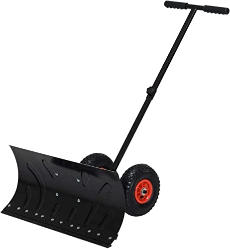 Snow Shovel Rolling Snow Plow Shovels|Wheeled Snow Pusher for Doorway Driveway Or Pavement Clearing Snow Pusher