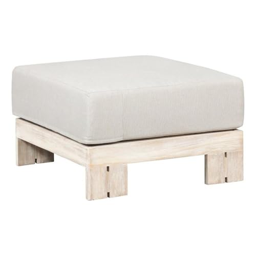 Paradiso Outdoor Teak Natural Look Ottoman - Gray Fabric