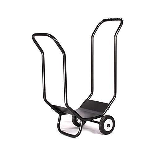 DJVHSRI Movable Firewood Rack with Wheels, Outdoor/Indoor Wrought Iron Firewood Storage Frame, Log Holder for Fireplace,