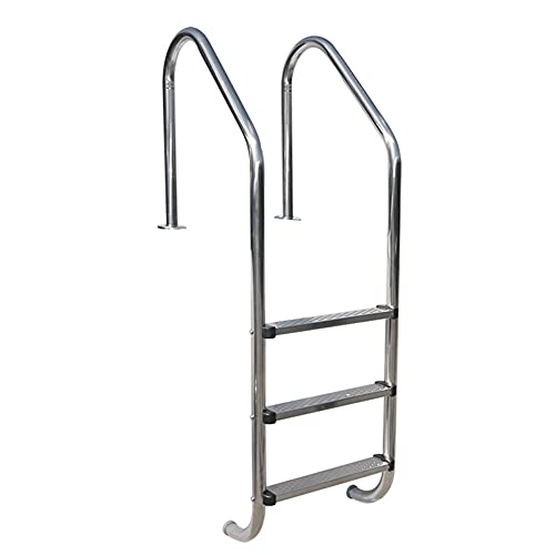 Swimming Pool escalators Stainless Steel Swimming Pool handrails Non-Slip Three-Step Pedals Used in Private Swimming Pools and Public Gymnasiums in Entertainment venues (Silver 155cm)
