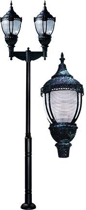 DABMAR LIGHTING GM8066-VG-MT Cast Aluminum Dark Top Acorn Fixture 2 X 175 Watt Metal Halide Multi-Tap, Verde Green