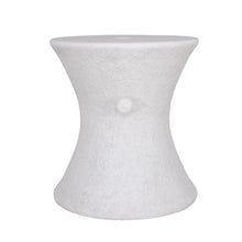 MPG Planters Oyster White Stone Round Plaster Outdoor Bistro/Umbrella Table