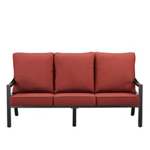 Oakland Living Black Aluminum Patio Deep Seating Outdoor Sofa Couch with Red Cushions