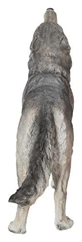 Standing Howling Grey Wolf Statue