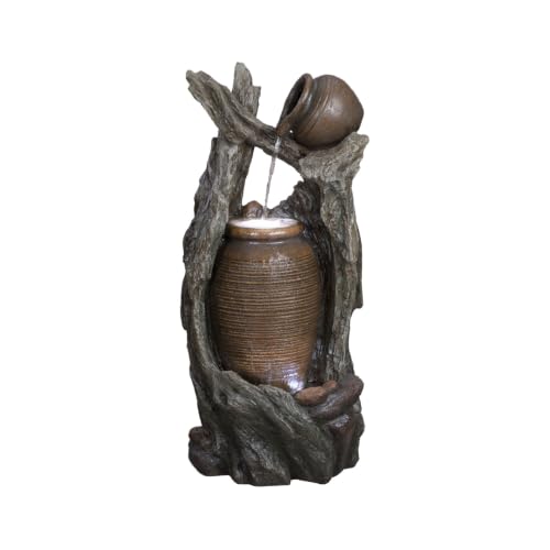 Alpine Corporation WIN1890 Rustic Water Fountain with LED Lights