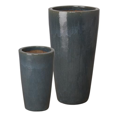 Emissary Gray Stoneware Round Planters Set of 2 18.5in L x 36in H