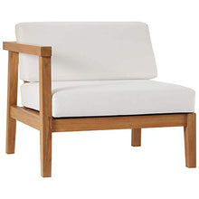 Modway Bayport Patio Teak Wood 2-Seater Loveseat Set Natural White