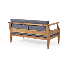 Christopher Knight Home Gallia Outdoor Loveseat Set, Teak Finish, Dark Gray