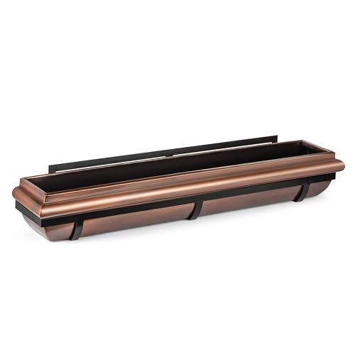 H Potter Window Box, Antique Copper Finish, 48 Inch with Metal Frame