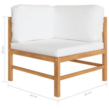KFPOERTFGD 2-Seater Patio Bench with Cream Cushions, Teak Wood Garden Loveseat for Outdoor Terrace and Backyard Furniture