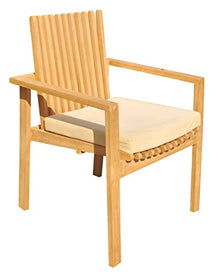 WholesaleTeak 12 Seats 13 Pcs Grade-A Teak Wood Dining Set: 122" Atnas Double Extension Rectangle Table and 12 Clipper Stacking Arm Chairs #11CP2813