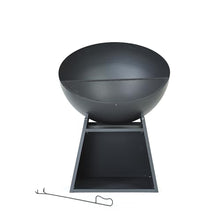 Deko Living 30 Inch Round Outdoor Steel Wood Burning Fire Pit with Black Powder Finish, Spark Screen, Poker Tool, and Protective Storage Cover