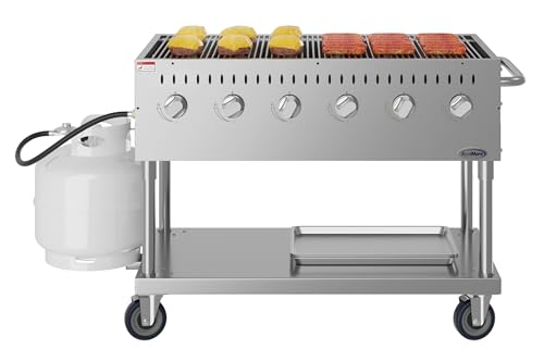48 in. Commercial Mobile Outdoor Grill Stainless Steel, ETL Listed in Stainless-Steel (KM-CGM-48)