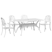 Heofavd 5-Piece White Cast Aluminum Garden Dining Set 35.4"x59.1" Rectangular Patio Furniture Set Modern Weather-Resistant Outdoor Dining Set for Balcony Backyard Porch