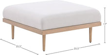 Meridian Furniture 55036Beige-Ott Laguna Collection Modern | Contemporary Outdoor Patio Ottoman with Teak Finish Aluminum, Waterproof Olefin Fabric, 35.5" W x 35.5" D x 17" H, Beige