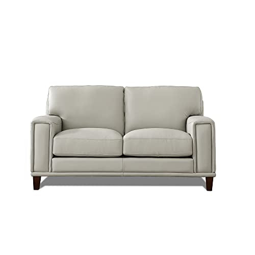 Hydeline Hayward Top Grain Leather Loveseat, 64.5", Ice